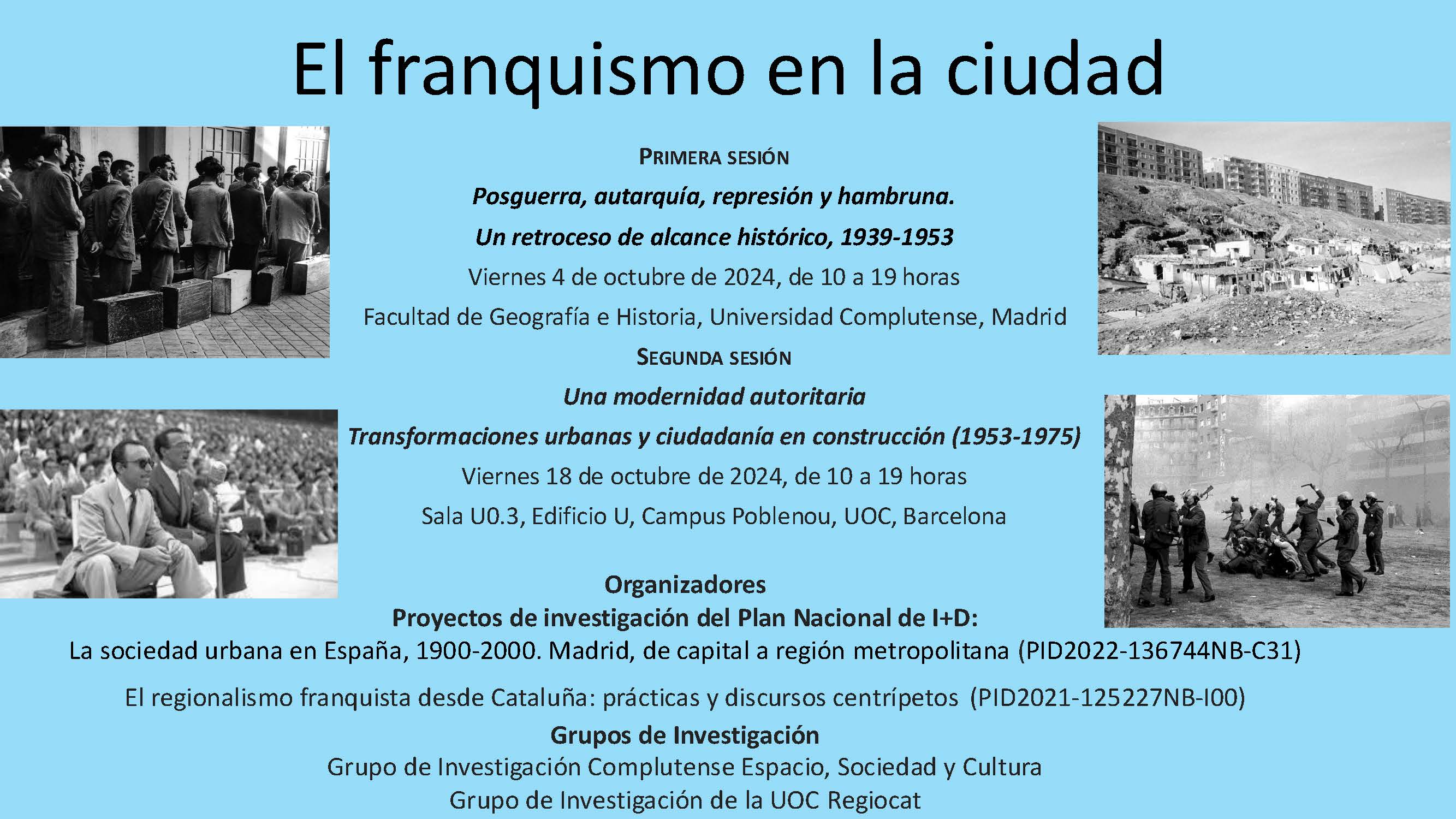 Jornadas El Franquismo en la ciudad (4 y 18.10.2024)
